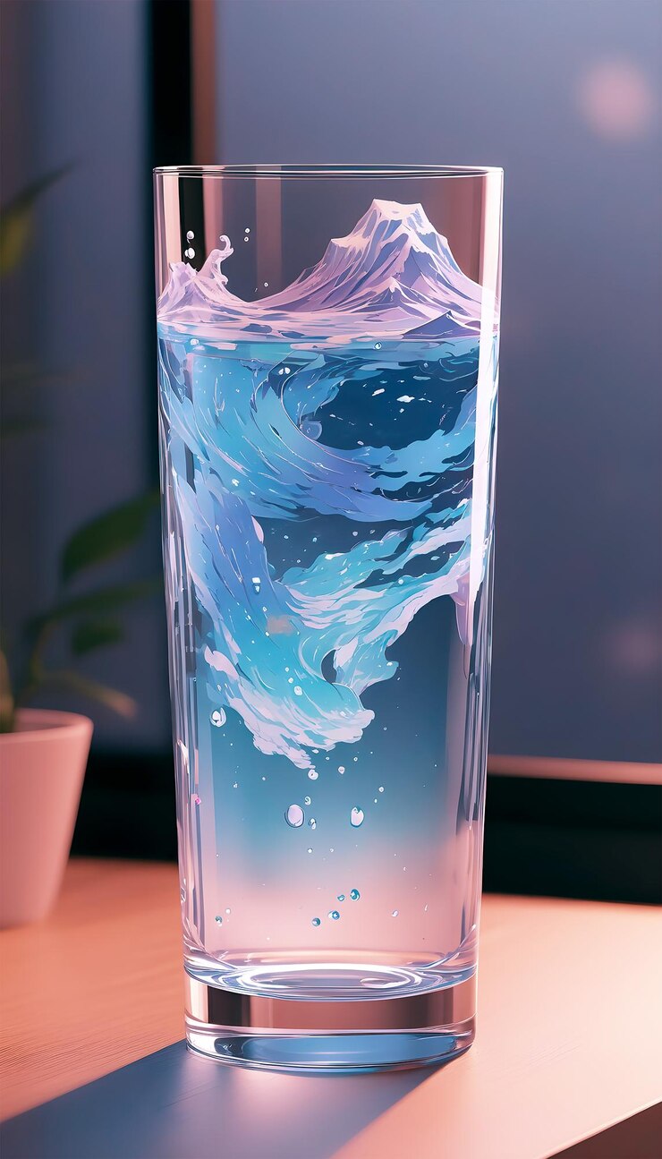Water with storm hill blue shade glass generated by Ai Tools