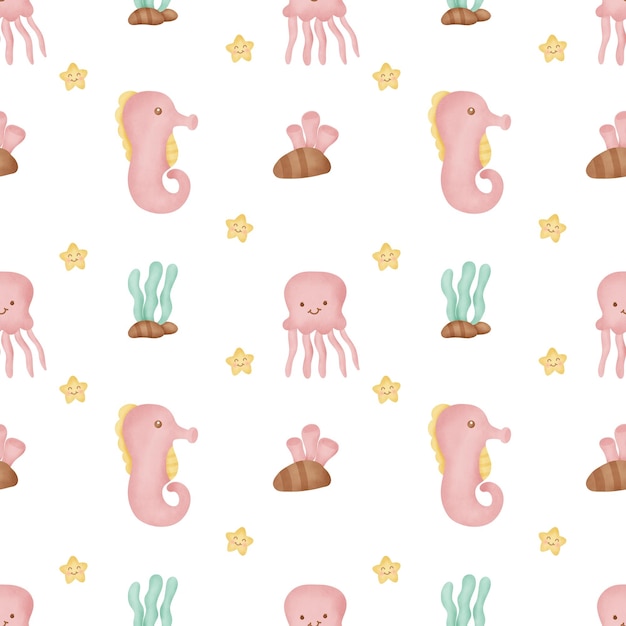 Under water world seamless pattern