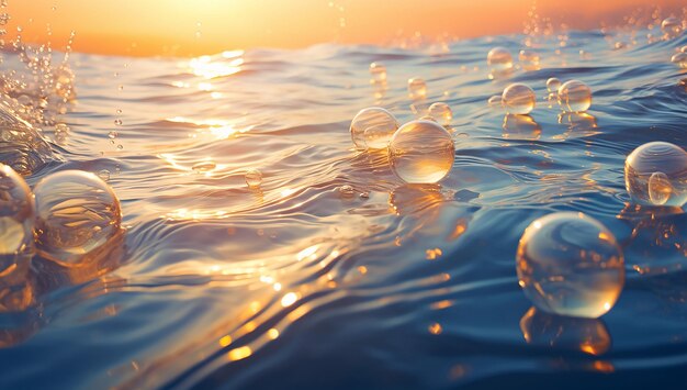 Foto waterbellen in maanlichtwater.