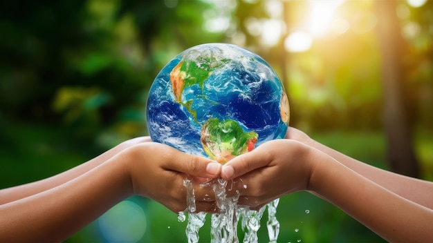 Waterbesparing en wereldwijd milieubeschermingsconcept