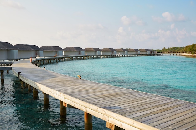 Waterbungalows in hotel op Malediven Villa's aan Indische oceaan in luxe kuuroord