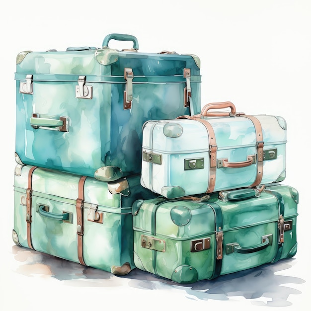 Photo waterco luggages white background illustration generative ai