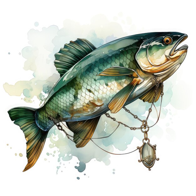 Waterco Lure Legend white background illustration Generative Ai