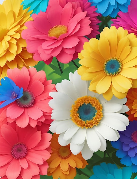 Watercolor 3D Flowers background