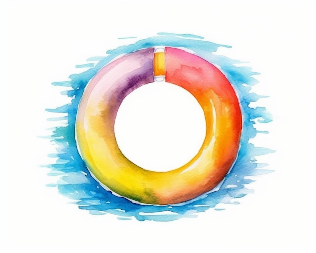 Photo watercolor 3d lifebuoy