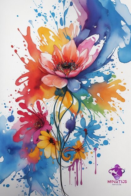 watercolor abstract artistic splash art flower