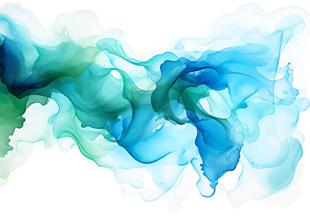 Photo watercolor abstract background in emerald and blue colors ai generative