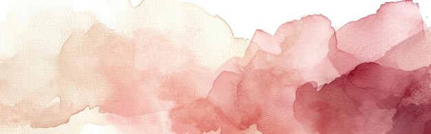 Фото Акварель абстрактный фон на белом холсте с динамичным сочетанием бордовых и мягких персиковых цветов панорама баннера
