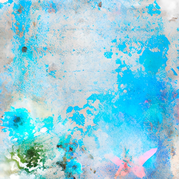 Watercolor abstract background with blue turquoise and white spots