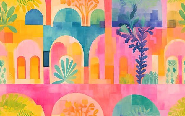 Watercolor abstract beautiful Pretty acrylic painting of an Alhambra