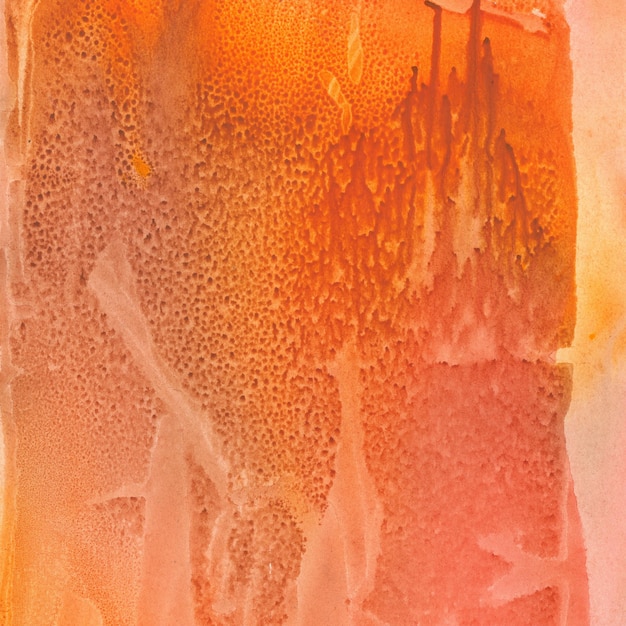 Watercolor abstract composition orange red yellow background with red smudges and splashes