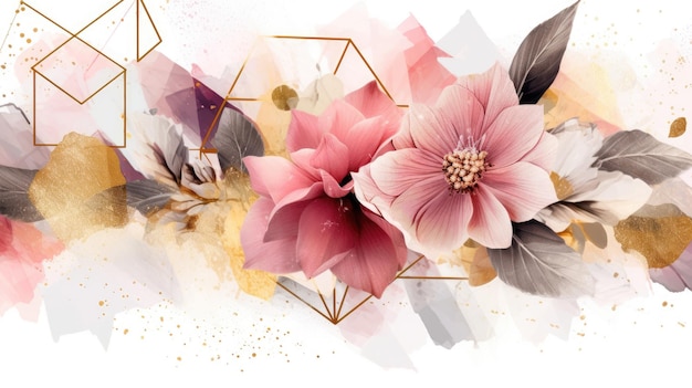 Watercolor abstract design for background of wedding or buzzy social media banner generative AI