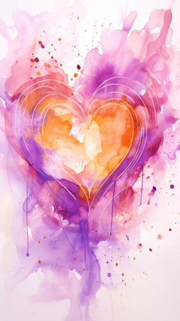 Photo watercolor abstract heart in pink tones on white background vertical banner for valentine39s day love