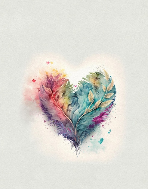 watercolor abstract heart, romantic drawing, wedding invitation