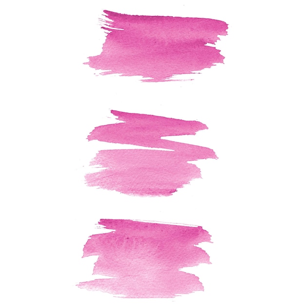 Watercolor abstract illustration of stains strokes and brush splatters in hot pink color isolated Suitable for watercolor backgrounds and decoration