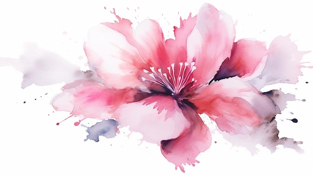 흰색 배경 생성 AI에 수채화 추상 핑크 꽃