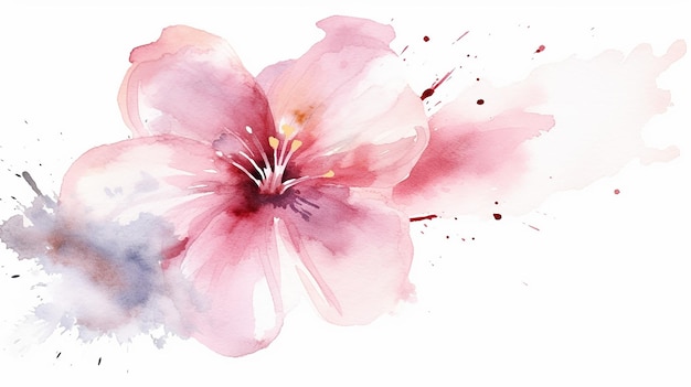 Watercolor abstract pink flower on white background Generative AI