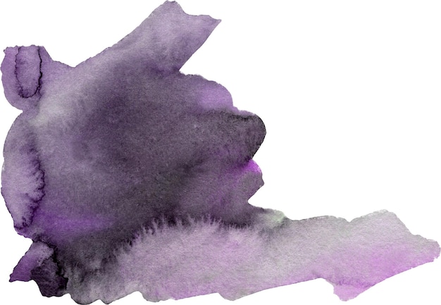 白い背景の上の水彩抽象紫スプラッシュ紙の上のカラフルなスプラッシュ