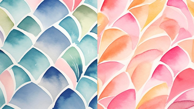 Watercolor Abstract Retro Patterns