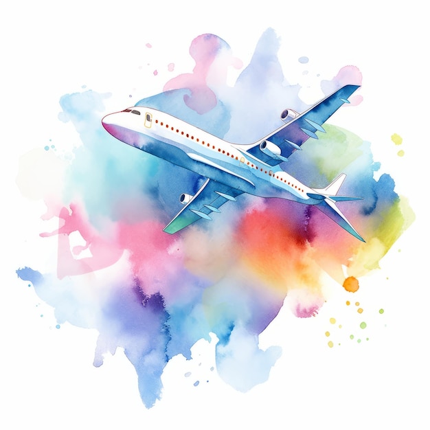 watercolor airplane illustration