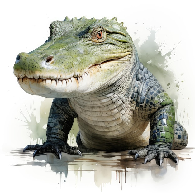 watercolor Alligator clipart Generative Ai