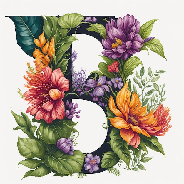 Watercolor An Alphabet B Flower