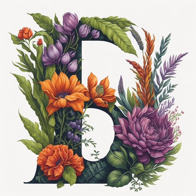 Watercolor An Alphabet B Flower