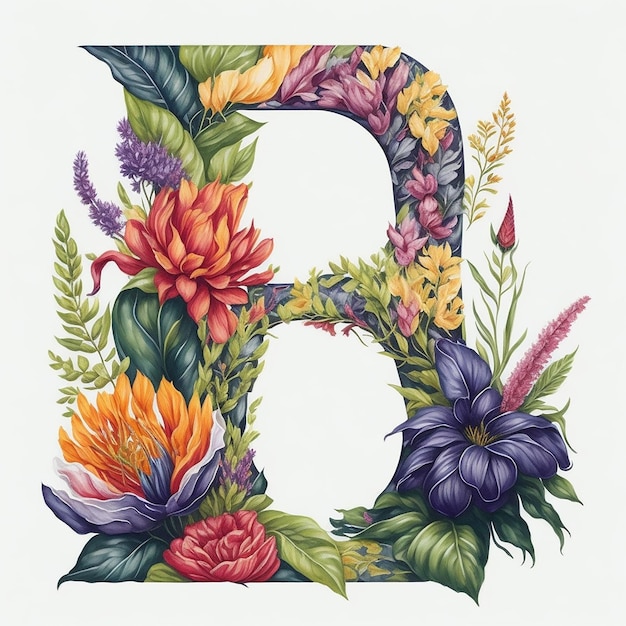 Watercolor An Alphabet B Flower