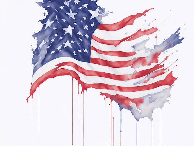 Watercolor American flag splash effect