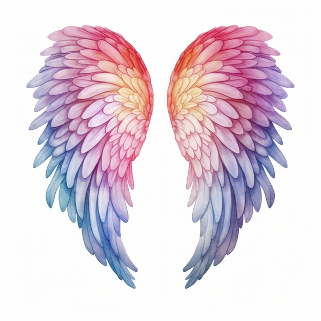 Watercolor angel wings isolated Illustration AI GenerativexA