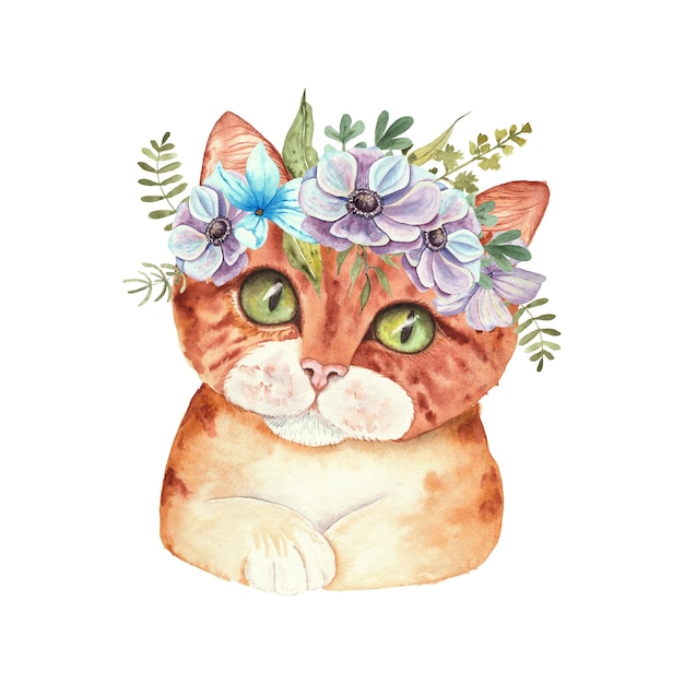 Watercolor Animal and Flower llustration for logo prints etc