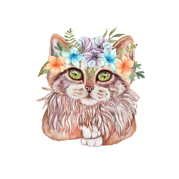 Watercolor Animal and Flower llustration for logo prints etc