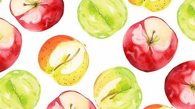 Watercolor apple pattern