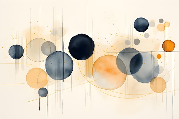 Watercolor art background Wallpaper design with paint brush and gold line AI generate