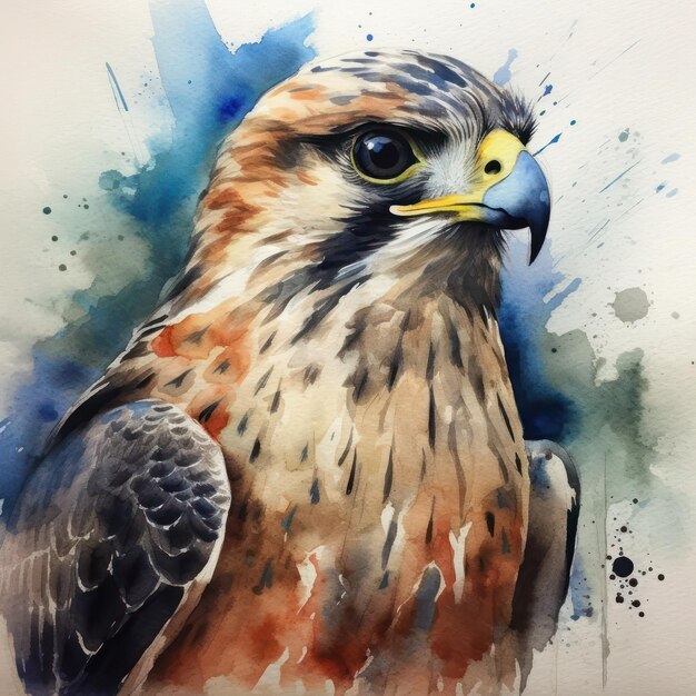 Watercolor art colorful bird animal