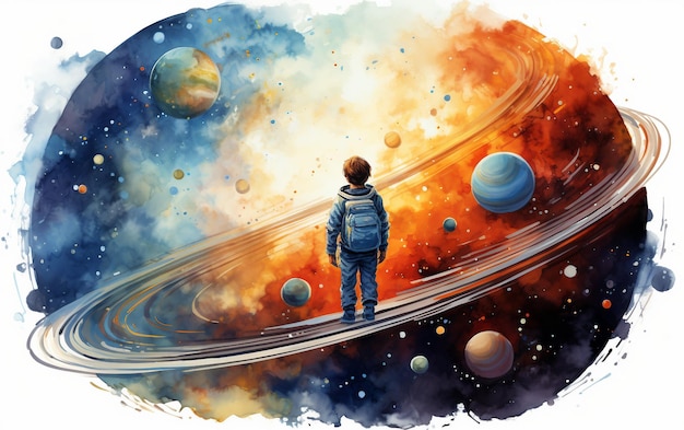 Watercolor Art Illustrating the Wonder of Space