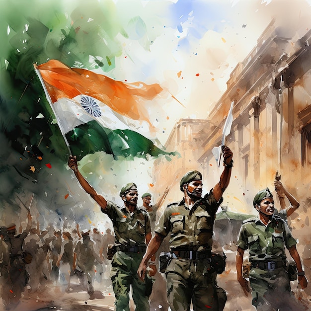 Easy Independence day drawing with watercolor for drawing  competition|Republic day/Army day drawing. - YouTube