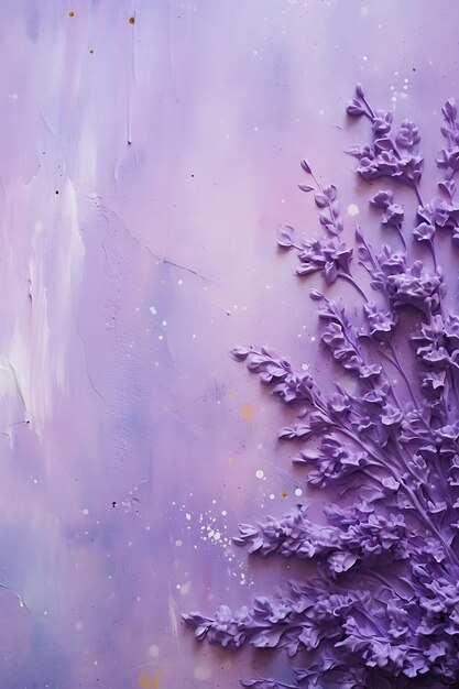 Watercolor art of lilac airy plumes dotted with color with pebbled bark textur beauty wet frame