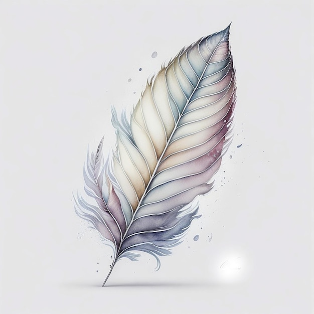 Watercolor art of muted colors a beautiful feather