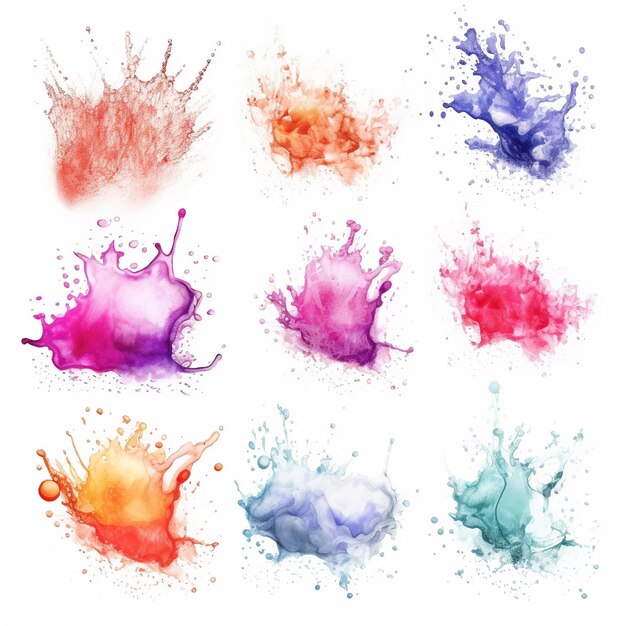写真 水彩の芸術的な色彩のインクのスプラット背景