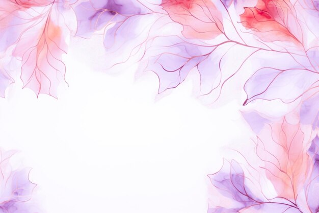 Watercolor artworks of maple leaf in purple color theme