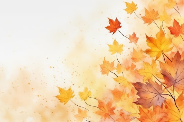 カエデの葉と水彩の秋の抽象的な背景