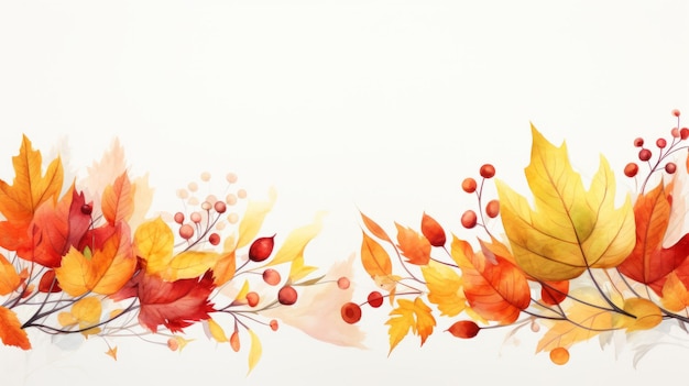 Watercolor autumn banner with place for text Illustration with autumn leaves