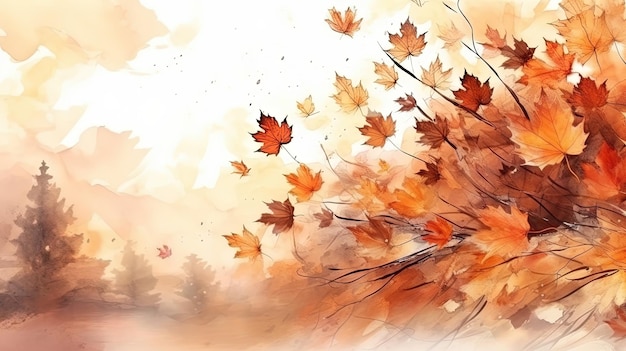 사진 수채화 가을 가을 배경 일러스트 ai generativexa