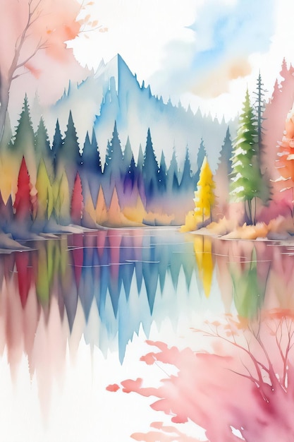 水彩秋の森イラスト背景壁紙