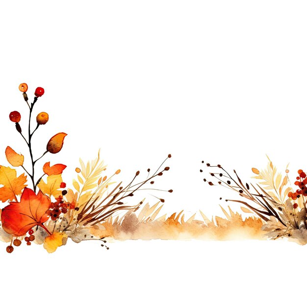 Photo watercolor autumn frame background illustration ai generativexa