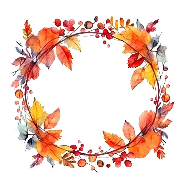 Watercolor Autumn Frame Background Illustration AI GenerativexA