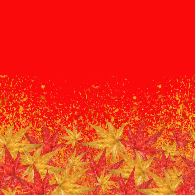 Watercolor autumn frame of red and orange maple leaves