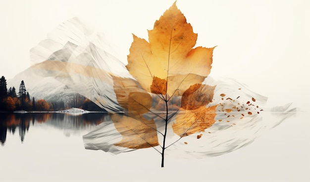 Watercolor autumn leaves background AI generated