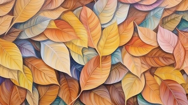 Watercolor autumn leaves background